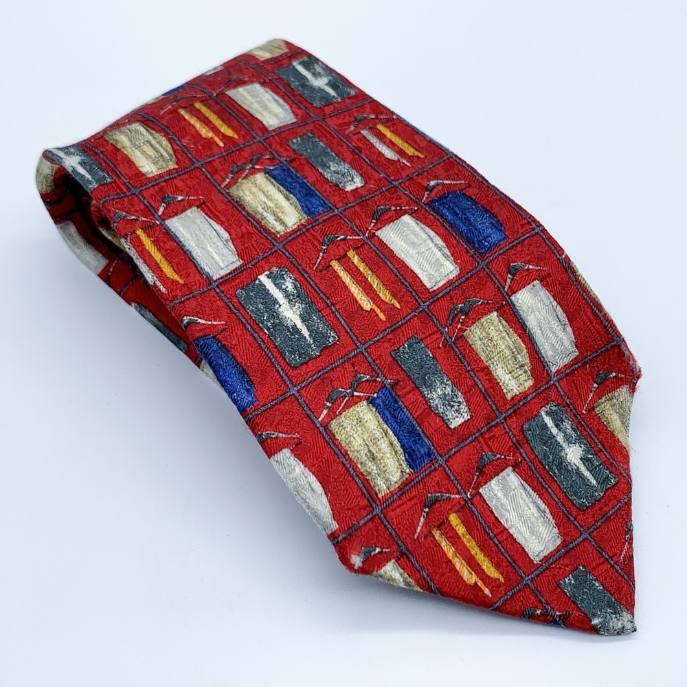 Ermenegildo Zegna Red and Blue Geometric Tie